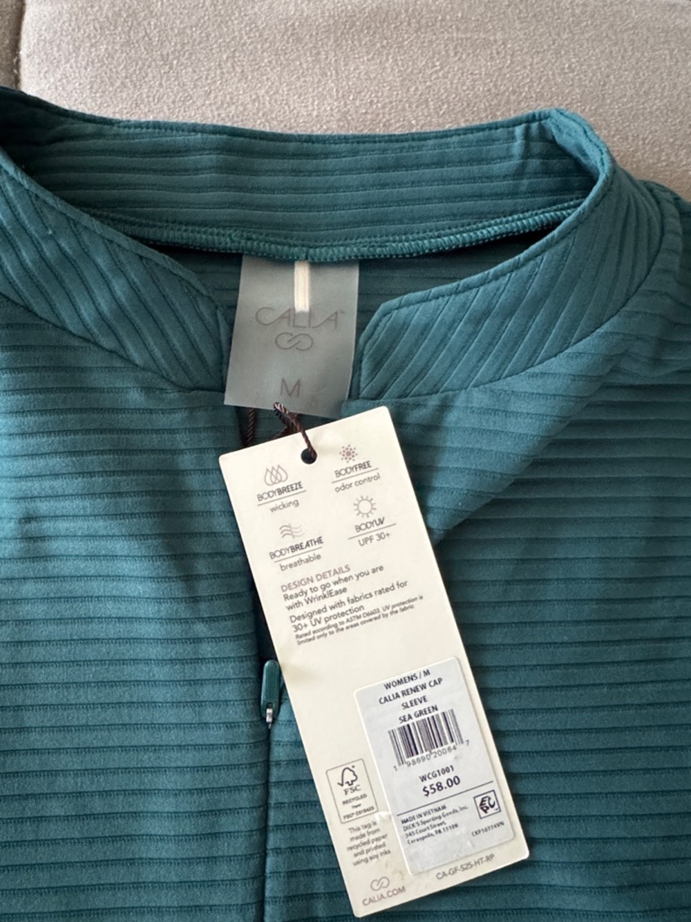 NWT Calia Golf Renew Cap Sleeve Polo | Sea Green - Picture 8 of 8
